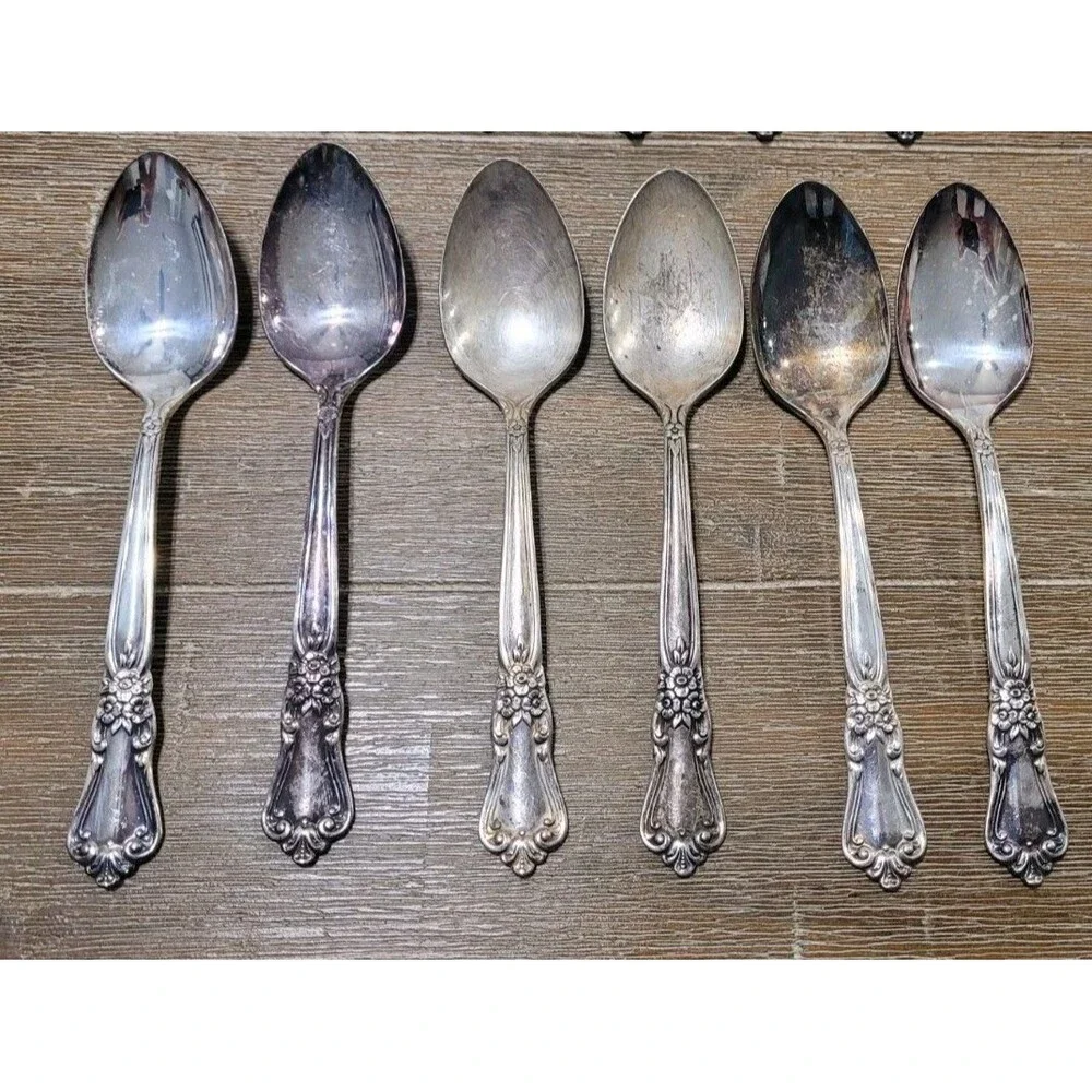 WM A Rogers Sectional Oneida LTD  Silverplate VALLEY ROSE  12 Teaspoons Spoons